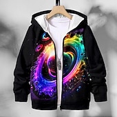 billiga Pojkens 3D Sporter &amp; Spel-Pojkar 3D Grafisk Bokstav Huvtröja Kappa Ytterkläder Långärmad 3D-tryck Höst Vinter Mode Streetwear Häftig Polyester Barn 3-12 år Utomhus Ledigt Dagligen Normal