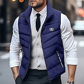 男性用 冬物コート キルティングベスト ポケット オフィス&キャリア デート カジュアル/普段着 屋外 カジュアルスーツ スポーツ 冬 平織り ブラック ホワイト イエロー ルビーレッド パファージャケット お買い得  メンズパファーベスト-男性用 冬物コート キルティングベスト ポケット オフィス&キャリア デート カジュアル/普段着 屋外 カジュアルスーツ スポーツ 冬 平織り ブラック ホワイト イエロー ルビーレッド パファージャケット