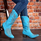 cheap Cowboy &amp; Western Boots-Women&#039;s Brown Western Cowboy Boots with Intricate Black Floral Lace Embroidery - Ideal for Country Weddings, Rustic Events, and Western-Themed Parties