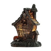 levne Osvětlení rekvizit na Halloween-halloween vánoční pryskyřice strašidelný dům - osvětlené halloweenské vesnické domy s figurkami, kolekce halloweenská vesnice ozdoba do interiéru