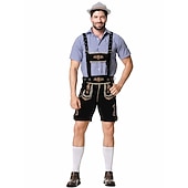 preiswerte Männer-Oktoberfest Lederhosen Hemd Bayerisch Bayerisch Deutsch Wiesn Herren Stoff im traditionellen Stil Bluse Shorts Hut