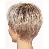 preiswerte ältere Perücke-Synthetische Perücken Locken Gerader Pony Perücke Kurz A1 A2 A3 A4 Synthetische Haare Damen Modisches Design Natürlich Komfortabel Blond Braun