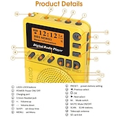 cheap Radios and Clocks-Mini Pocket DAB Digital Radio FM Digital Demodulator Portable MP3 Player with 1.44 Inch LCD Screen Built-in Rechargerable Battery