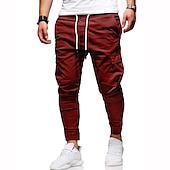 abordables Pantalones cargo-Hombre Pantalones cargo Persona que practica jogging Pantalones Retazos Bolsillo con cremallera Color sólido Comodidad Transpirable Casual Diario Ropa de calle Deportes Moda Negro Blanco Microelástico