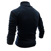 preiswerte Basic-T-Shirts-Herren T Shirt T-Shirt Langarmshirt Langarm Rollkragen Frühling &amp; Herbst Einfach Mode Designer Basic Urlaub Straße Ausgehen Wein Aprikose Dunkelgrau Top T-Shirt für Herren