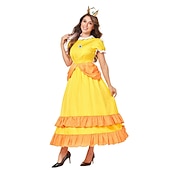  Cosplay-kostym prinsessan Peach Super Bros Cosplay Vuxna Dam Karnival Maskerad Mardi Gras Karnival Halloween Prestanda Klä ut