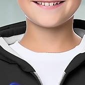 billiga Pojkens 3D Sporter &amp; Spel-Pojkar 3D Grafisk brand Huvtröja Kappa Ytterkläder Långärmad 3D-tryck Höst Vinter Mode Streetwear Häftig Polyester Barn 3-12 år Utomhus Ledigt Dagligen Normal