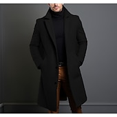 levne Pánský trenčkot-Pánské Zimní kabát Kabát Dlouhý trenčkot Venkovní Denní nošení Podzim zima 95 % polyester 5 % spandex Svrchní oděvy Oblečení Módní Šik ven Bez vzoru Klopa Dvouřadé