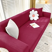 baratos Cobertura de Sofa-capa de almofada de assento de sofá elástico bordô sofá poltrona sofá sofá sofá assento cinza liso sólido macio durável lavável