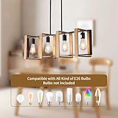 economico Modello a candelabro-illuminazione dell&#039;isola della cucina, lampada a sospensione della fattoria della sala da pranzo a 4 luci, lampada a sospensione moderna nera, lampada da tavolo da biliardo, finitura in legno e