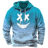 baratos Padrão 3D-Homens Desenho Animado Estampas Abstratas Moletom Moletons Roupa de rua Designer Manga Longa Com Capuz Diário Esportes Vermelho Azul Real Imprimir Primavera &amp; Outono Designer