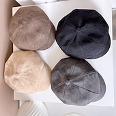 abordables Chapeaux-Casquette de béret d&#039;extérieur pour femmes, couleur unie, simple, à la mode, pour filles, chapeaux de winer, chapeau de journal octogonal, automne