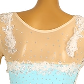 preiswerte Eiskunstlaufkleider-Eiskunstlaufkleid Damen Mädchen Eislaufen Kleider Wasserblau Gelb Rosa Patchwork Rückenfrei Gitter Hochelastisch Ausbildung Wettbewerb Eiskunstlaufkleidung Klassisch Langarm Eislaufen Eiskundstlauf