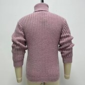 お買い得  男性用プルオーバーセーター-男性用 タートルネックセーター ニット プルオーバーセーター メンズ タートルネック ジャンパー プルオーバー 分厚い ニット レギュラー 単色/無地 タートルネック デイリーウェア 衣類 秋冬 ピンク M L XL