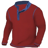 olcso Alkalmi Henley póló-Férfi Póló Gofri Henley ing Henley ing Tee Top Hosszú ujjú ing Kollázs Henley Utca Vakáció Hosszú ujj Kollázs Ruházat Divat Dizájn Alap