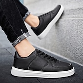billiga Herrsneakers-Herr Sneakers Kontor / Business Vita skor Promenad Ledigt Dagligen Läder Bekväm Korta stövlar / ankelstövlar Loafers Svart Vit Vår Höst
