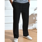 お買い得  スウェットパンツ-男性用 スウェットパンツ ジョガー ズボン ストレートレッグスウェットパンツ プリーツパンツ ドローストリング 弾性ウエスト 平織り 履き心地よい 高通気性 アウトドア 日常 お出かけ ファッション カジュアル ブラック ホワイト
