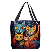 economico Borsette e borse tote-borsa tote da donna con stampa di gatti colorati, design artistico con grande capacità, perfetta per l&#039;uso quotidiano o per lo shopping