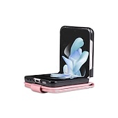 זול מארז סמסונג-מגן טלפון לסמסונג גלאקסי Z Flip 6 Z Flip 5 Z Flip 4 Z Flip 3 תיק כסף עם חריצי כרטיס מיגון בטיחותי צבע עמיד PC PU עור