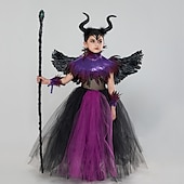 preiswerte Kostüme für Mädchen-Halloween Hexe Maleficent Walpurgisnacht Kleid Cosplay Kostüm Tutu Kinder Mädchen Cosplay Halloween Leistung Party Halloween Halloween Karneval Maskerade Einfaches Karnevalskostüm