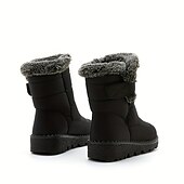 Недорогие Снежные и зимние ботинки-женские водонепроницаемые зимние ботинки для снега - теплые, нескользящие ботинки для улицы с меховой подкладкой для холодной погоды