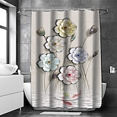 お買い得  シャワーカーテン-フック付きシャワーカーテン 180cm*180cm（70&quot;*70&quot;）ポリエステル 洗濯可能 防水 風景 フローラル プラントパターン