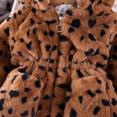 זול מעילים מזויפי פרווה לבנות-ילדים בנות מעיל פרווה מלאכותית קולור בלוק פעיל כיס בית הספר מעיל הלבשה עליונה 2-8 שנים אביב הדפס נמר חום הדפס נמר ורוד דוגמת פרה חומה