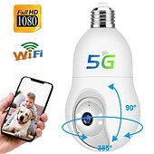 cheap Indoor IP Network Cameras-1080P HD Wireless WiFi Bulb Camera 2MP Light Socket IP Camera for Home Security Recording Indoor&amp;Outdoor Two Way Audio PTZ Camera Baby Monitor with Night Vision Motion Tracking Auto Tracking