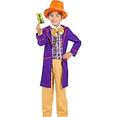 cheap Boys&#039; Costumes-Charlie and the Chocolate Factory Charlie Willy Wonka Cosplay Costume Halloween Group Family Costumes Kid&#039;s Boys Cosplay Halloween Halloween Carnival Masquerade Easy Carnival Costume
