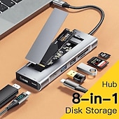 cheap USB Hubs-2023 NEW 8-in-1 USB Hub With Disk Storage Function USB Type-c to HDMI-Compatible Laptop Dock Station For Macbook Pro Air M1 M2