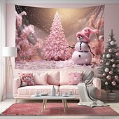 billige hengende juleteppe-juledekorasjoner snømann snøfnugg hengende billedvev veggkunst xmas stor billedvev veggmaleri dekor fotografi bakteppe teppe gardin hjem soverom stue dekorasjon