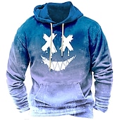 baratos Padrão 3D-Homens Desenho Animado Estampas Abstratas Moletom Moletons Roupa de rua Designer Manga Longa Com Capuz Diário Esportes Vermelho Azul Real Imprimir Primavera &amp; Outono Designer