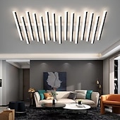 cheap Ceiling Lights-Rectangular Geometric LED Ceiling Lamp 12/15 Head Dimmable Chandelier for Bedroom Livingroom,Dimmable Flush Mount Ceiling Light,Modern Linear LED Ceiling Lights Fixture-Wave 110-240V