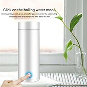 olcso Konyhagépek-400 ml-es hordozható elektromos vízforraló csésze intelligens forró vizes tea kávé rozsdamentes melegítő utazás