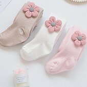 abordables Calcetines para niños-Niños Chica Medias de Lencería Negro Blanco Rosa Color sólido Frunce Primavera Otoño Estilo lindo Hogar 2-8 años
