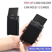 お買い得  カードホルダーとケース-1個薄型アルミニウム財布 クレジットカードホルダー RFID財布 メタル薄型スリムバンクカードケース メンズ・レディースポップアップクレジットカードバッグ