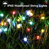 olcso Halloween szabadtéren-Kültéri Vízálló Napelem LED Füzér Fények 5M-20LEDs 7M-50LEDs 12mM-100LEDs 22M-200LEDs Tündér Fény Ünnepi Világítás Fához Fények Esküvői Party Karácsony/Halloween Kerti Beltéri Kültéri Dekoráció