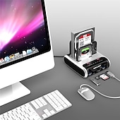 economico Periferiche per computer-Docking station per disco rigido esterno dual bay da USB 3.0 a SATA per 2.5 &amp; HDD/SSD SATA i/ii/iii da 3,5 con clone offline e lettore di schede hub a ricarica rapida che supporta uasp &amp; fino a 2 x 10