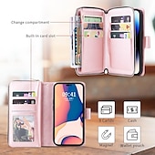 Недорогие Чехлы для iPhone-Чехол для iPhone 16 iPhone 15 Pro Max Plus iPhone 14 13 12 11 Pro Max X XR XS 8 7 Plus кошелек чехол с подставкой магнитная молния ретро TPU PU кожа