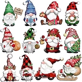 abordables Ornements-24 pièces/ensemble, ornements suspendus en bois nain de noël, décoration d&#039;arbre de noël, poupée de père noël nain, carte de noël suspendue en bois, accessoires de voiture