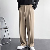 tanie Luźny-Męskie Garnitury Spodnie Spodnie codzienne Plisowane spodnie Spodnie garniturowe Kieszeń Prosta noga Równina Komfort Oddychający Codzienny Święto Streetwear Elegancki Styl klasyczny Czarny Biały
