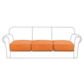 abordables Housse de fauteuil et d&#039;accoudoir de canapé-canapé extensible housse de coussin housse élastique canapé fauteuil causeuse 4 ou 3 places gris uni solide doux durable lavable