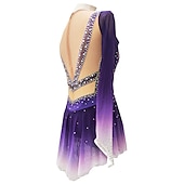 economico Abiti da Pattinaggio Artistico-Vestito da pattinaggio artistico Per donna Da ragazza Pattinaggio sul ghiaccio Vestiti Viola Foro per pollice tintura sfumata Elevata elasticità Professionale Competizione Vestiti da pattinaggio sul