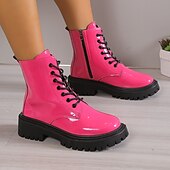 levne Bojové boty-Dámské Boty Boty na platformě Obuv military styl Boty se šněrováním Párty Denní Pevná barva Kotníkové boty Booties Zima Platforma Blokovat patu Oblá špička prázdniny Na běžné nošení Pohodlné Uměl