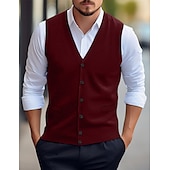 preiswerte Herren Strickjacke-Herren Weihnachtspullover Pullunder Kleid Pullover Strickjacke Gerippt Stricken Standard Tasche Strick Glatt V Ausschnitt Warm-Ups Moderne zeitgenössische Freizeitskleidung Ausgehen Bekleidung Winter