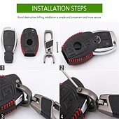 voordelige Autohangers &amp; Ornamenten-Starfire autosleutelbehuizing met afstandsbediening lederen sleutelhanger geschikt voor Mercedes-Benz AMG 3-knoppensleutel