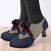 ieftine Oxfords de Damă-Pentru femei Tocuri Pantofi pumps Oxfords Bullock Pantofi Mărime Plus Size Pantofi de epocă Petrecere Zilnic Culoare solidă Bloc Culoare Iarnă Toc Mic Vârf rotund Elegant Casual minimalism Piele de