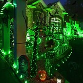 abordables Guirlandes lumineuses à piles-Halloween Noël boîte à piles étanche guirlande lumineuse 8 fonctions télécommande intérieure et extérieure cour jardin décoration de mariage lumière 4m-30leds/6.5m-50leds/10m-100leds