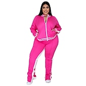 cheap Women&#039;s Tracksuit-Women&#039;s Tracksuit Sweatsuit 2 Piece Athletic Winter Long Sleeve Thermal Warm Breathable Soft Fitness Running Jogging Sportswear Activewear Striped Black Yellow Light Green