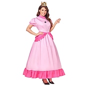 preiswerte Damenkostüme-Alice in Wonderland Prinzessin Peach Rote Königin Kleid Cosplay Kostüm Erwachsene Damen Cosplay Leistung Party Halloween Karneval Maskerade Einfaches Karnevalskostüm